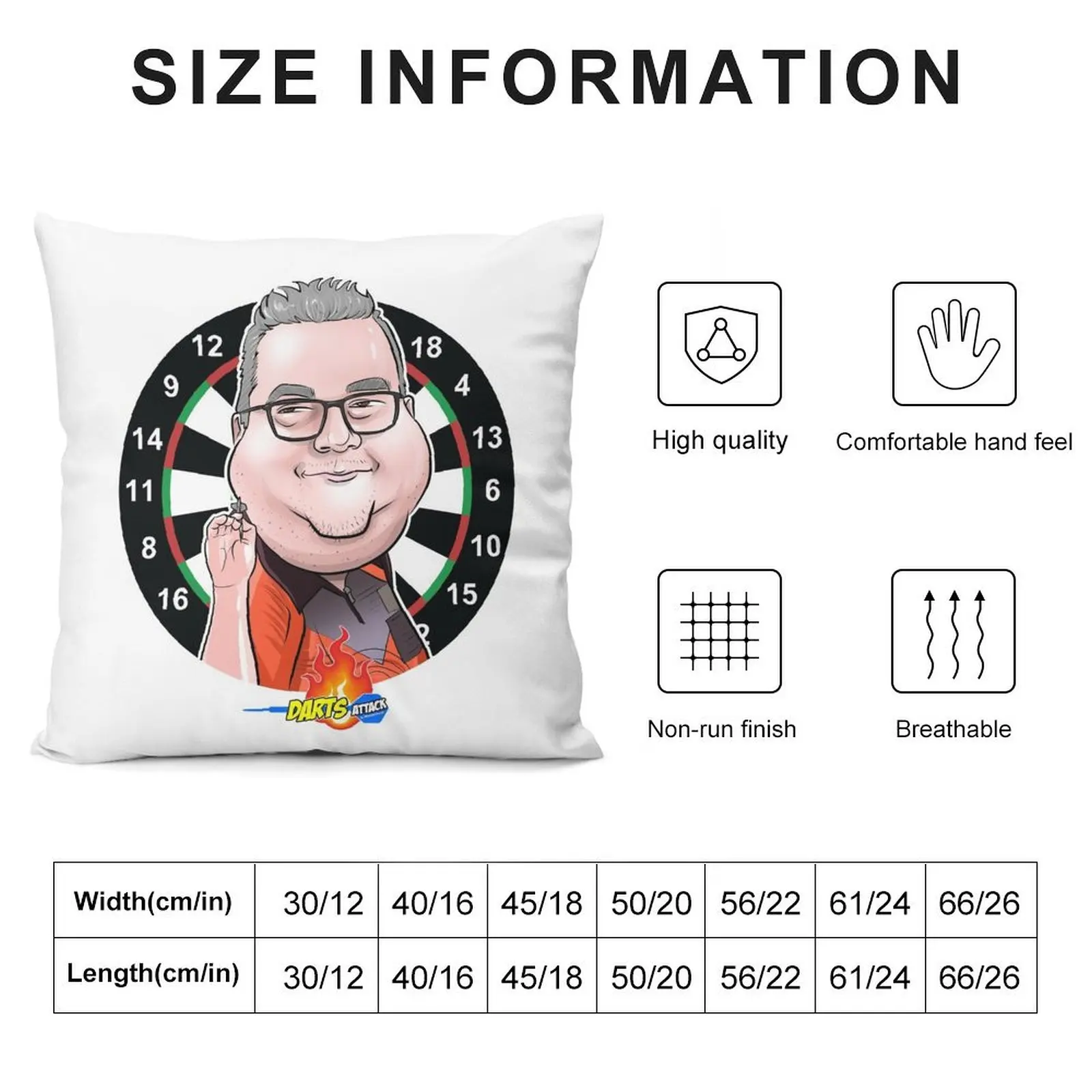 Caricatura Stephen Bunting by Darts Attack Throw Pillow Cushion Cover Set Cusions Cover pillow