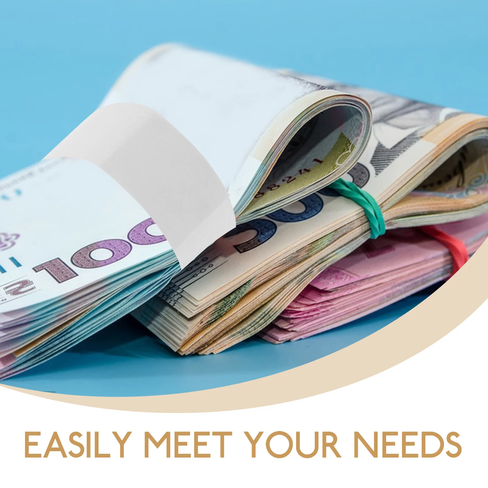 300pcs Waterproof Paper Bands For Cash Currency Straps Organizing Bills Money Wrappers For Bills Cash Management Tool