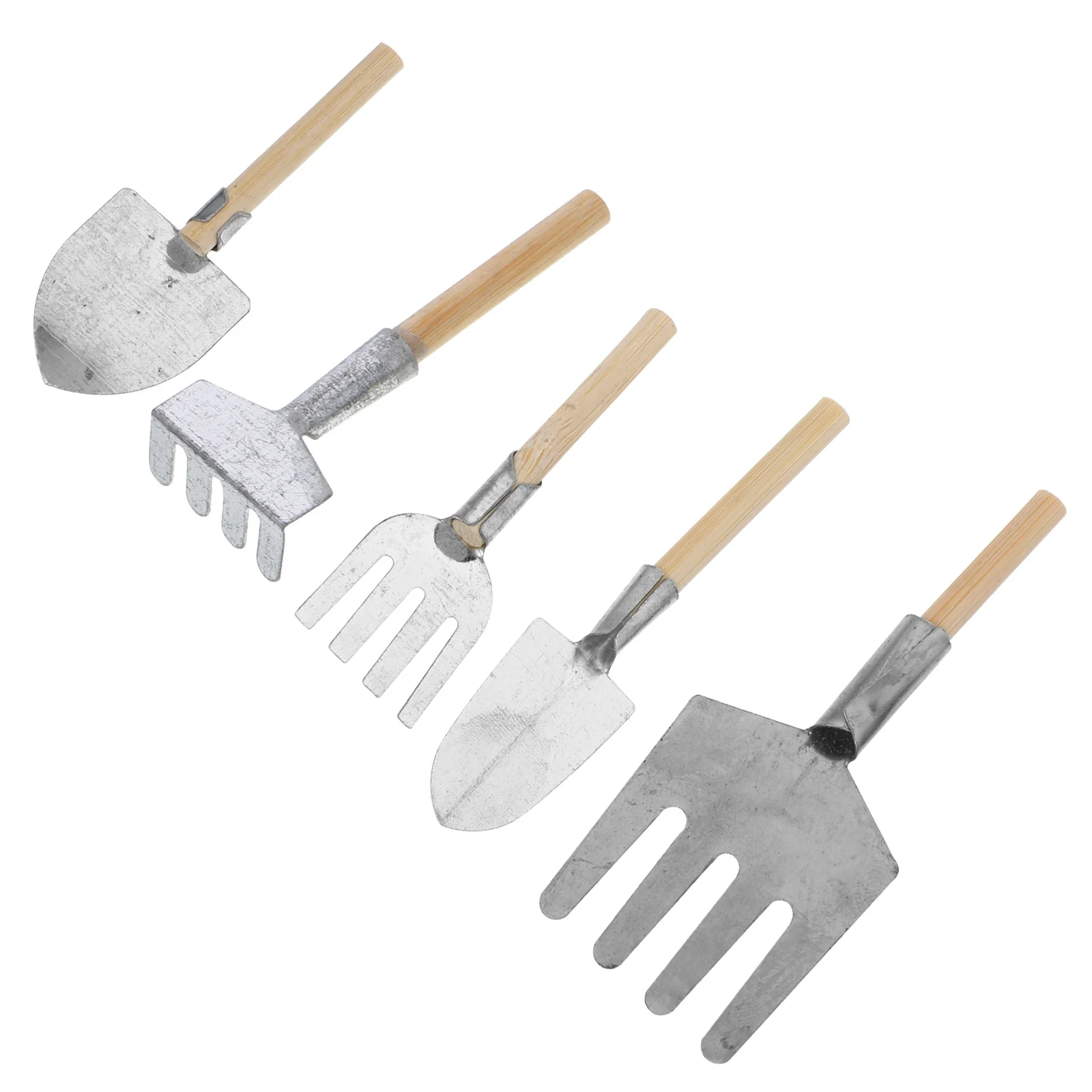 5 Pcs Mini Garden Tools Set Eco Friendly Iron Wood Handle Bonsai Gardening Tool Photo Props Small Gardening for Home