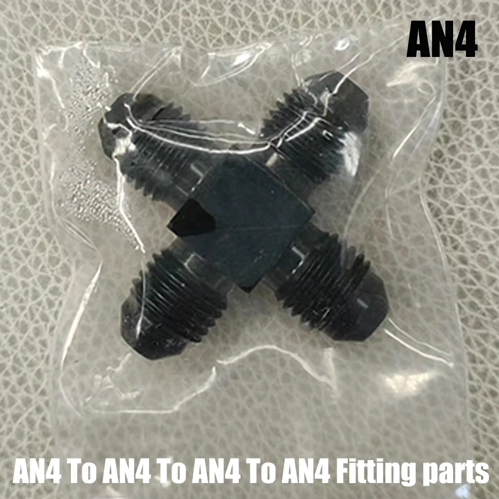 Universal AN4 To AN4 To AN4 To AN4 Aluminum Adapter Hose Fitting Male To Male On Side Thread Fitting Adapter Black