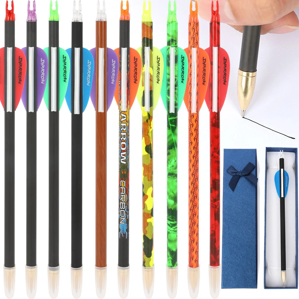 

23.3cm Black Writing Pen Archery Arrow Pen with Replaceable Refill Novelty Gift for Archers Outdoorsmen Carbon Shaft Design