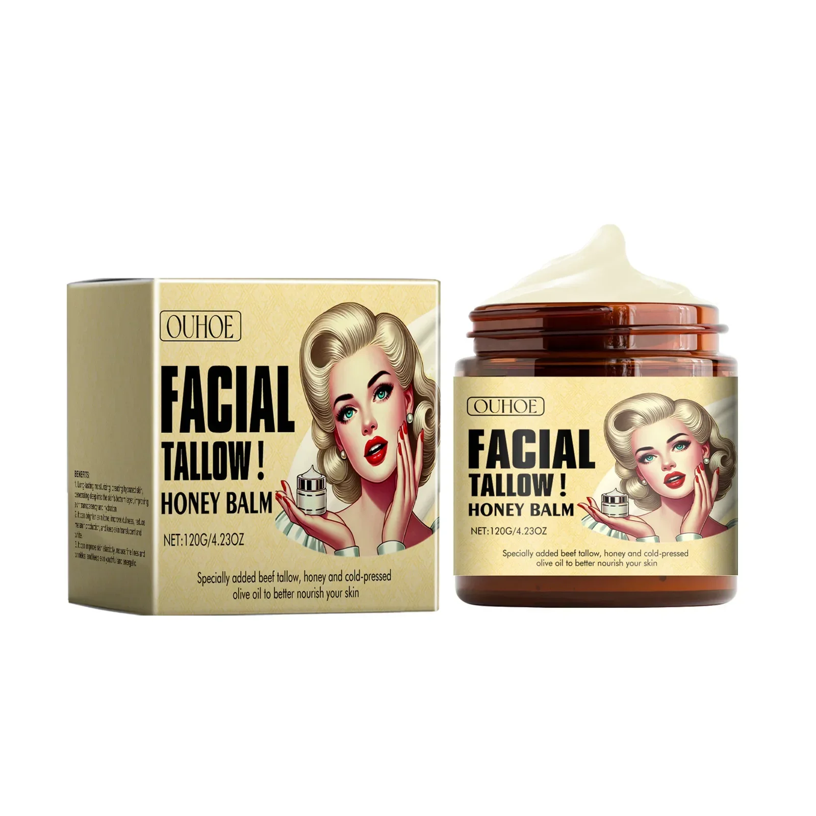 Tallow Honey Moisturizer Beeswax and Honey Body Cream for Firming and Hydrating Skin - with Antioxidant and Whitening Benefits