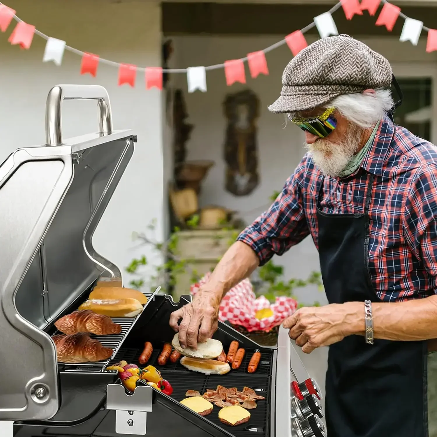 5-Burner Propane Gas Grill with Side Burner, Stainless Steel Barbeque Grills, Silver, GA5404S