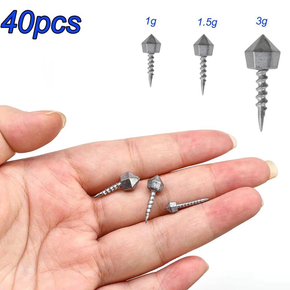 40pcs Fishing Insert Weight 1g 1.5g 3g Lead Sinkers For Soft Bait Worm Freshwater Fishing Insert Weights Nail Sinker