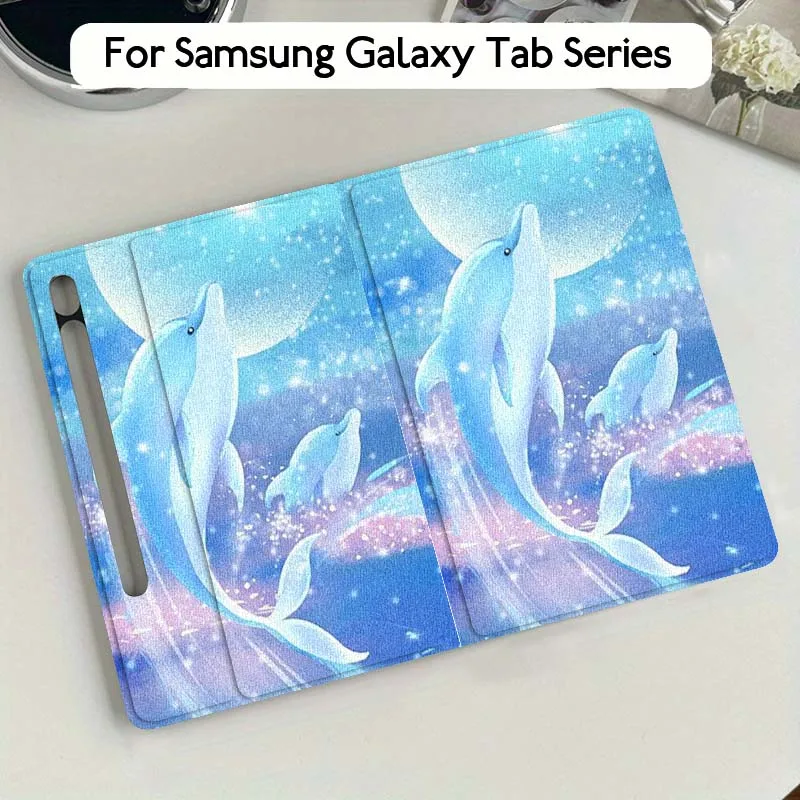 

Cute Blue Whale Underwater Gift For Samsung Galaxy Tab S10 S9 S8 S7 FE Lite Soft Flexible Support Tablet Case