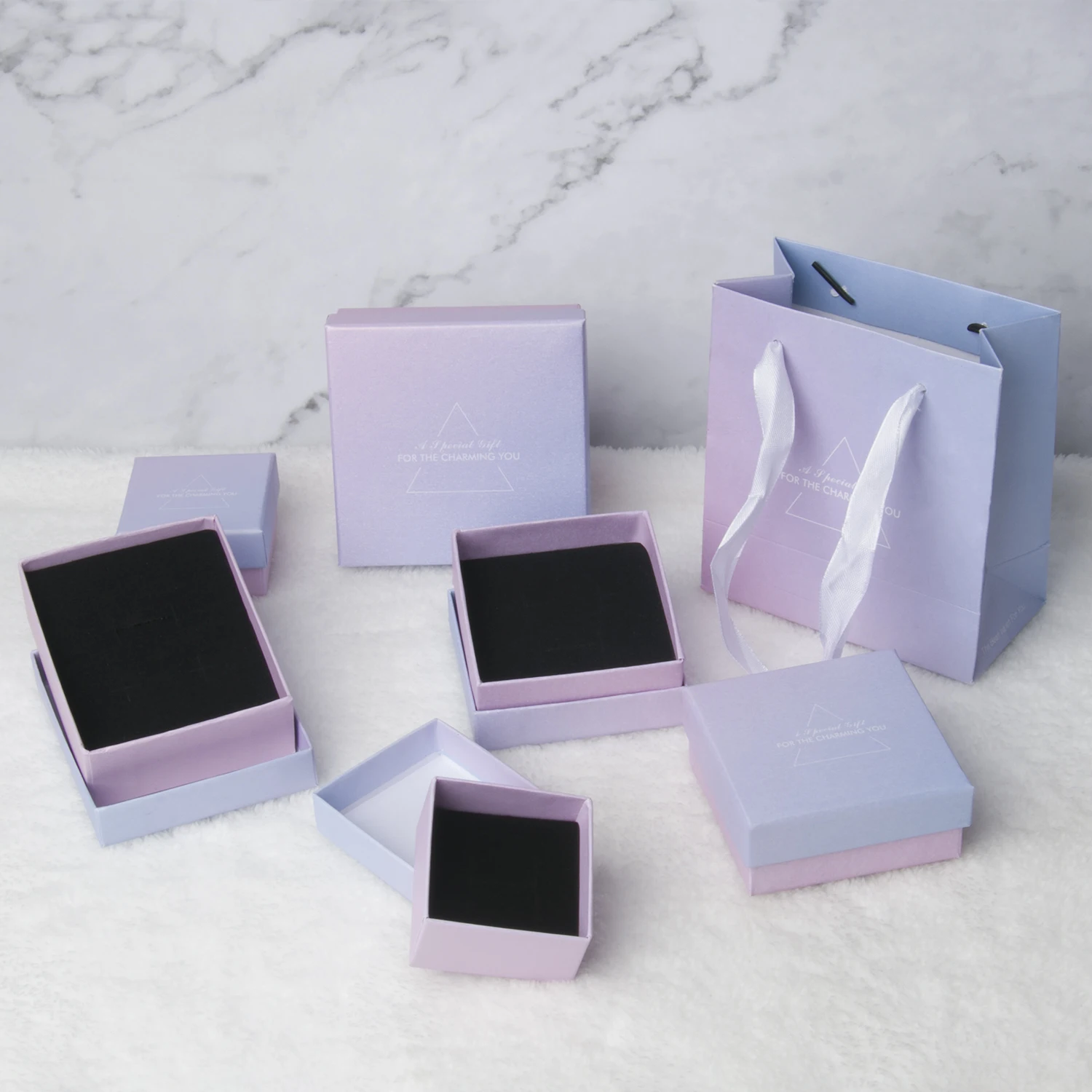 Gradient Color Jewelry Cardboard Bracelet Boxes Ring Paper Box For jewelry Gifts Present packaging display Storage Packaging Box