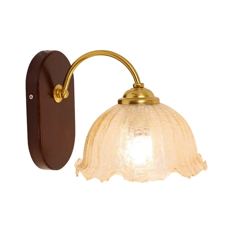 

American retro bedside , premium bedroom glass wall lamp, living room background wall, study aisle, stairs, entrance lamp