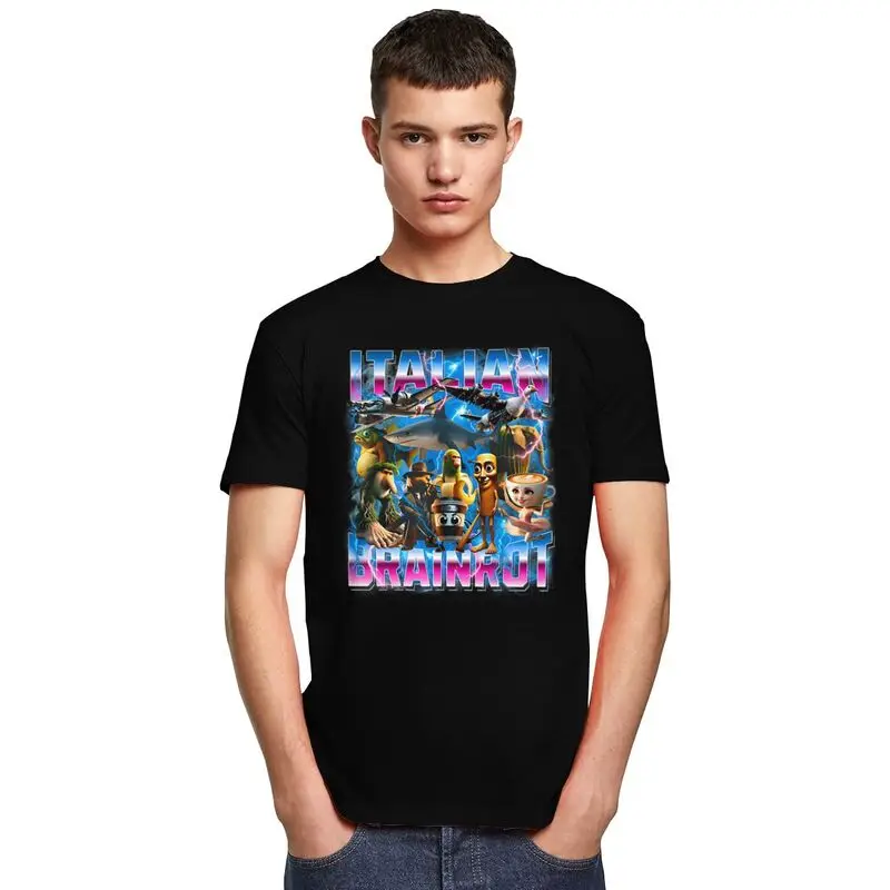 Ultimate Italian Brainrot Meme T Shirts Pure Cotton Tee Tops Summer Round Neck Tshirts Fashion Short Sleeve Clothing For Men