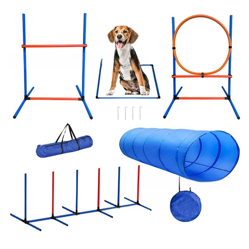 Custom Hot-selling Dog Agility Training Equipment Tunnel Poles Hurdles Exercise Pet Obstacle Course Agility Pet Training Set