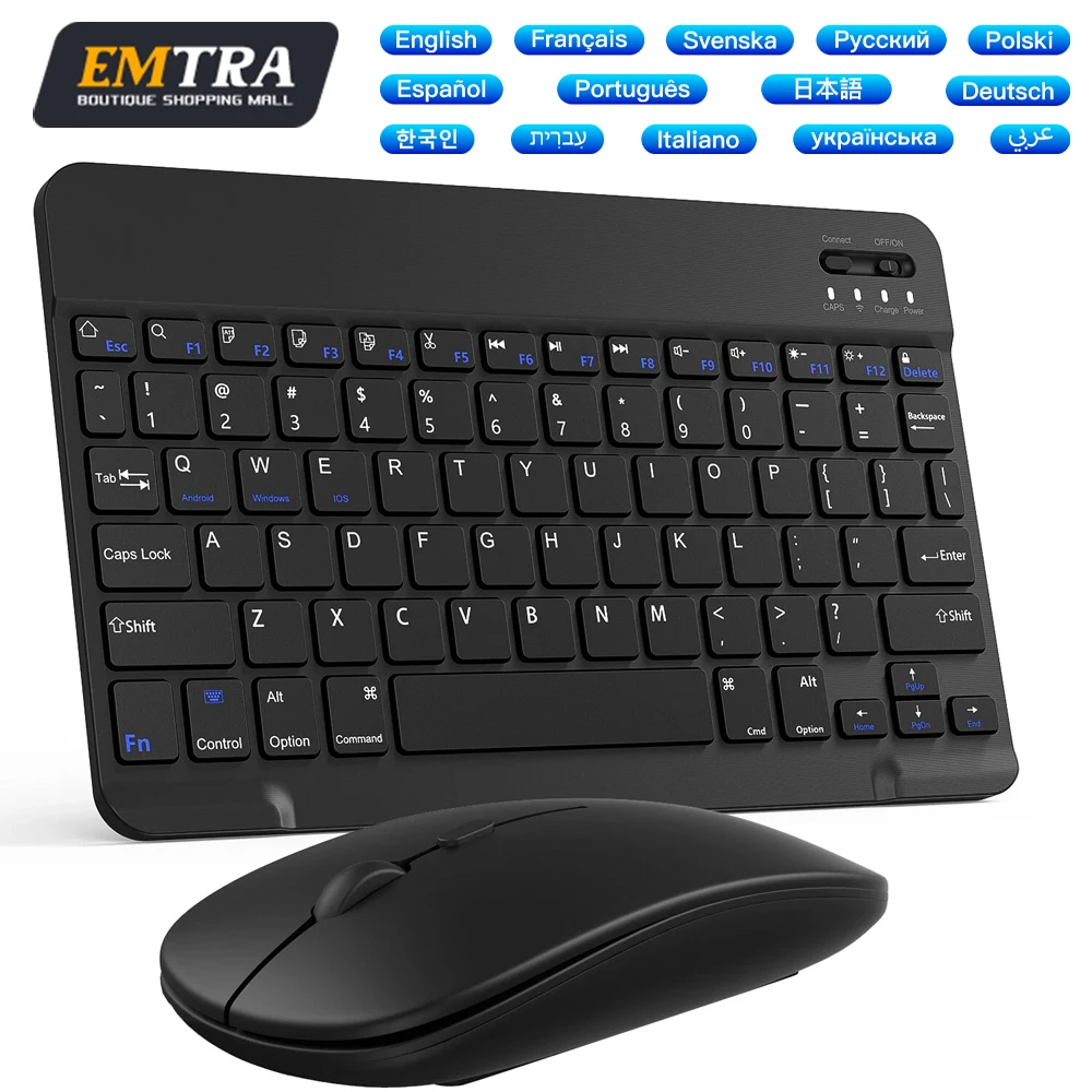 

10inch Mini Wireless Rechargeable keyboard Bluetooth Mouse For Android Windows For ipad Air Pro Phone Tablet Portable keyboard