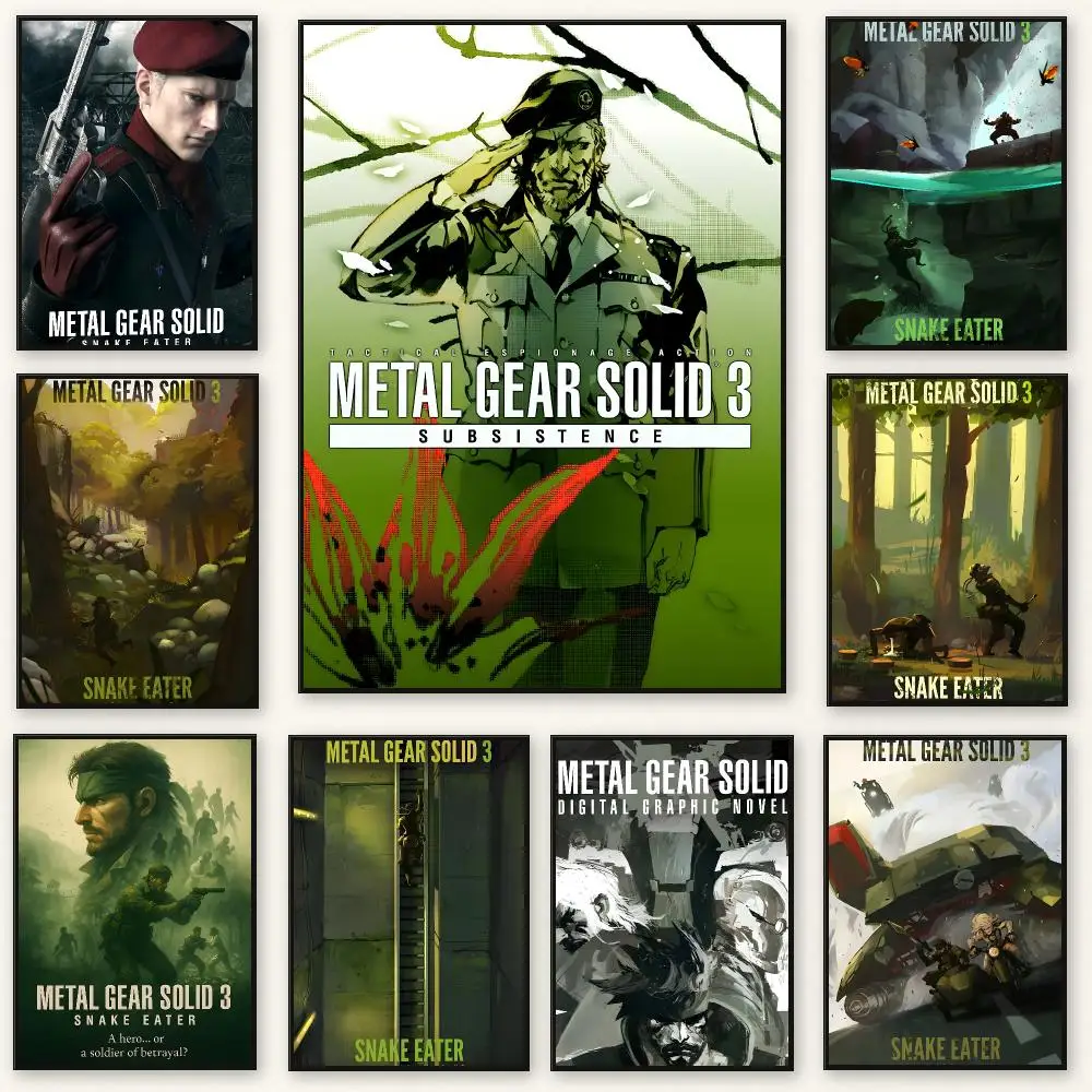 Tactical stealth game Metal Gear Solid 3: Snake Eater Poster Frameless Peel-and-Stick Removable Wall Art Print