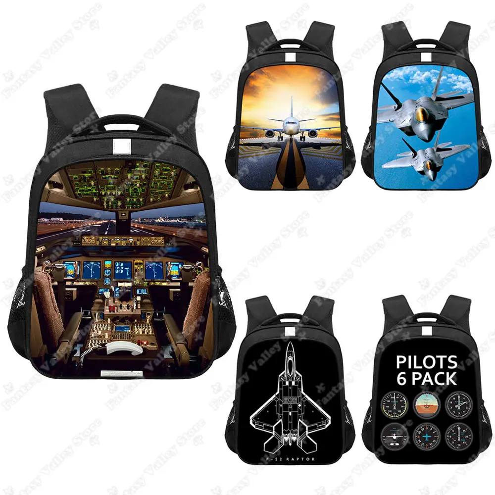 Pilotos 6 pacote simulador de vôo mochila avião de combate crianças sacos de escola para adolescente portátil mochila viagem saco de livro