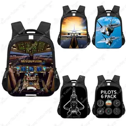 Pilots 6 Pack Flight Simulator Backpack Fighter Plane Rucksack Children School Bags for Teenager Laptop Backpack Travel Book Bag