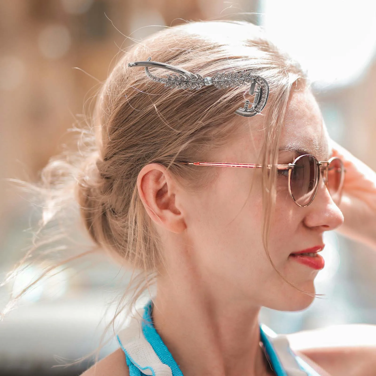 

Rhinestone Hair Clip Elegant Wheat Design Non-Slip Barrette Stylish Sparkling Hair Accessory for Women Large Barrettes for Women