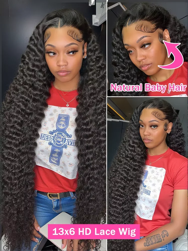 Burmese Raw Curly 250% Density 30 inch 13x6 HD Lace Front Human Hair Wigs Deep Wave 13x4 Frontal Wigs Women Glueless Closure Wig
