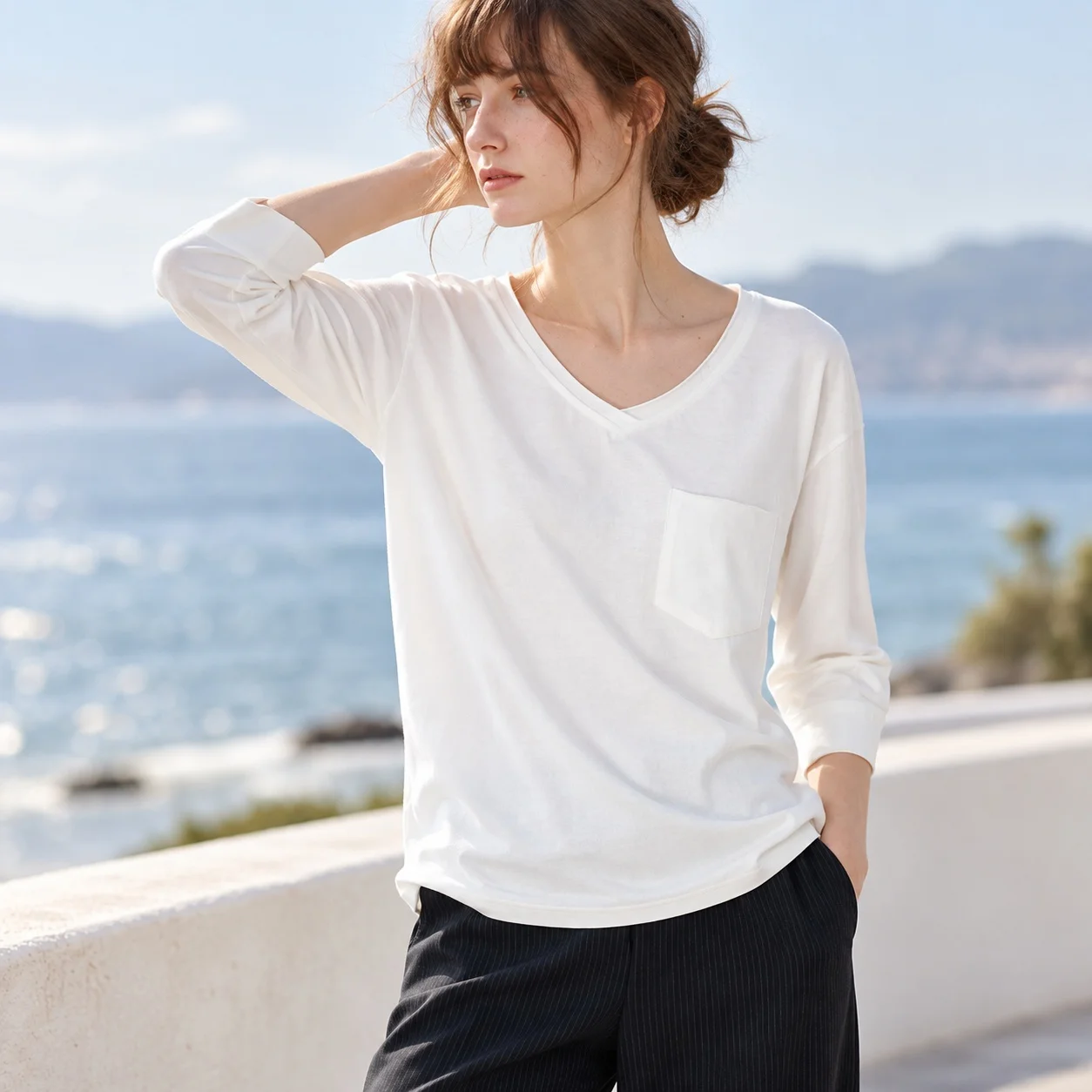 Loose Fit Casual Top Regular Length with Daily Beach Commute T Shirts Regular Fit Three Quarter Sleeve Travel Dance for Women