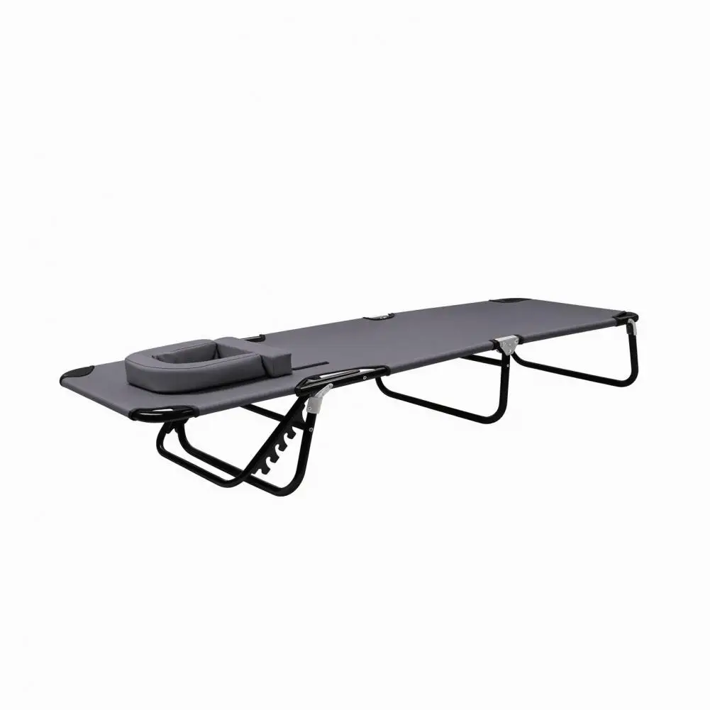 سرير تخييم عالي التحمل قابل للطي للبالغين - كرسي استلقاء للتشمس مع فتحة وجه، 4 ارتفاع قابل للتعديل، وسادة قابلة للإزالة، للبيا
