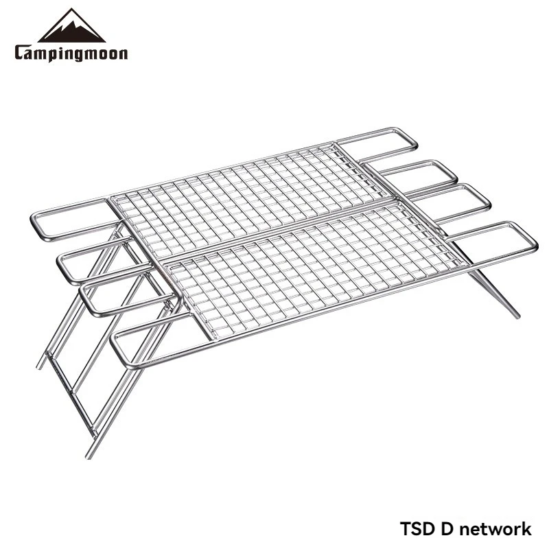 CAMPINGMOON TSD Barbecue Grill With Multiple Levels Adjustable Height For Barbecue Stainless Steel Mesh Camping Barbecue Mesh