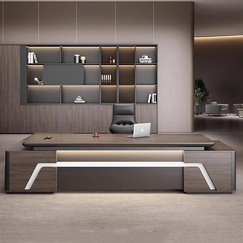 Asthetic Luxury Executive Desk Wooden Strong Brown Luxury Modern Office Desks Drawers Cheap Mesa De Escritorio Office Furniture