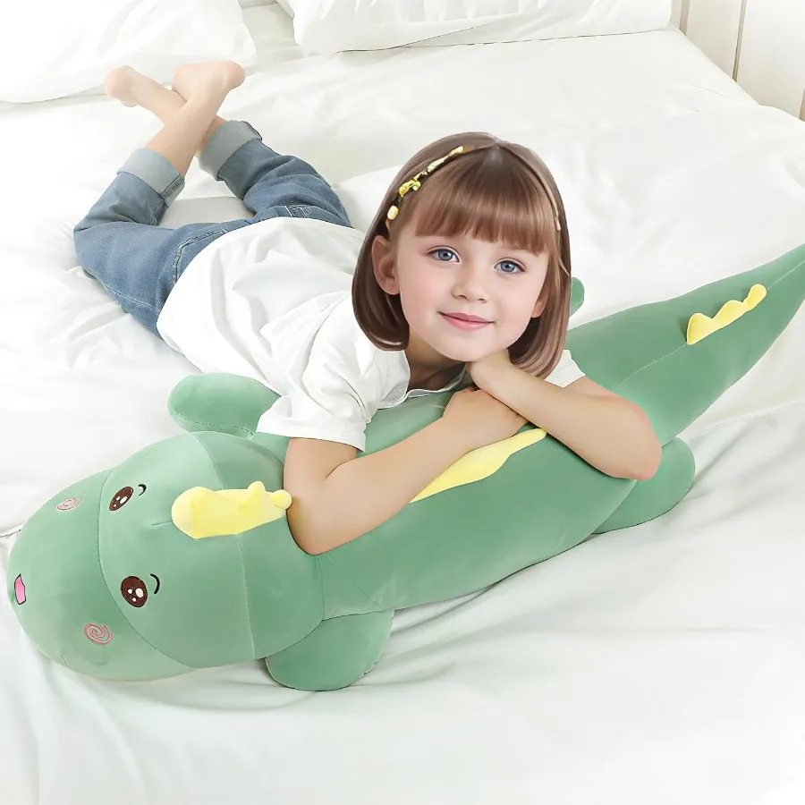 32개의 거대한 공룡 봉제 인형 베개 부드러운 등받이 쿠션 귀여운 봉제 동물 인형 녹색 소년 생일 부활절 선물로 이상적