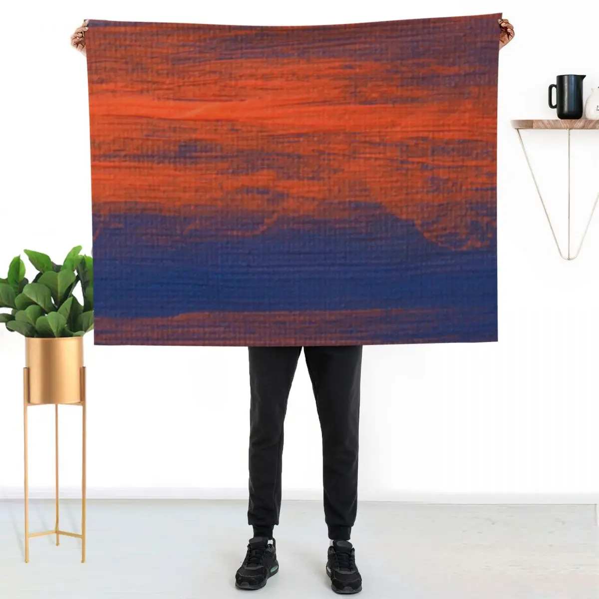 Blue and Orange Strokes Throw Blanket Soft anime Beach Bed For Decorative Sofa Blankets For Bed Blankets