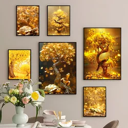 Golden Money Tree DIY Sticky Poster Whitepaper Prints Posters Artwork Nordic Home Decor