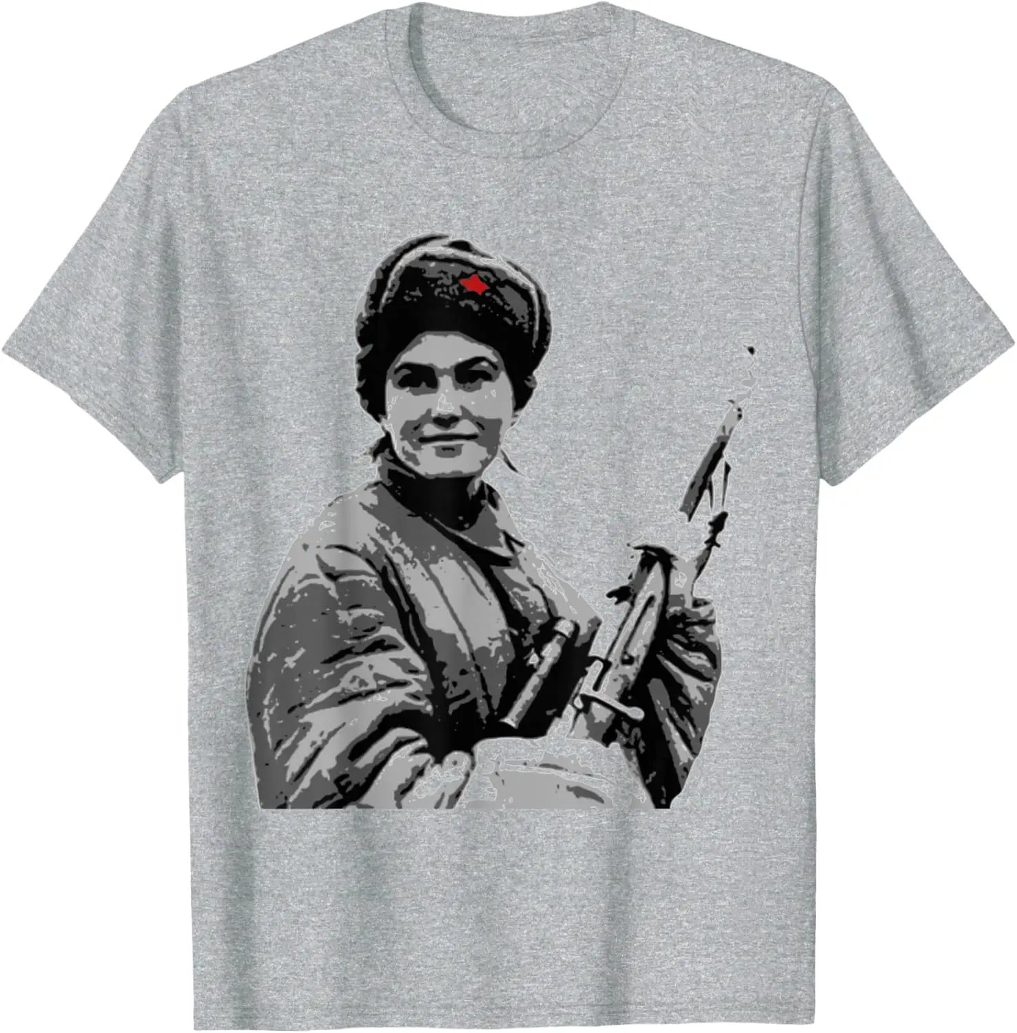 

Russian Female Sniper WW2 Vintage Poster T-Shirt Short Sleeve Casual 100% Cotton T Shirts