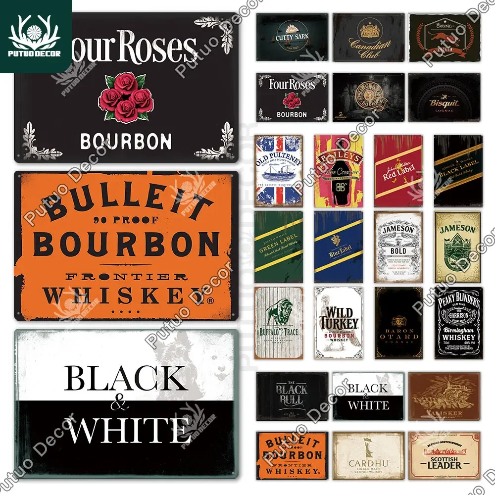 Putuo Decor-Placa de whisky de Metal, cartel de lata Vintage, placa decorativa para Pub, Bar, Club, cueva de hombre, decoración de pared