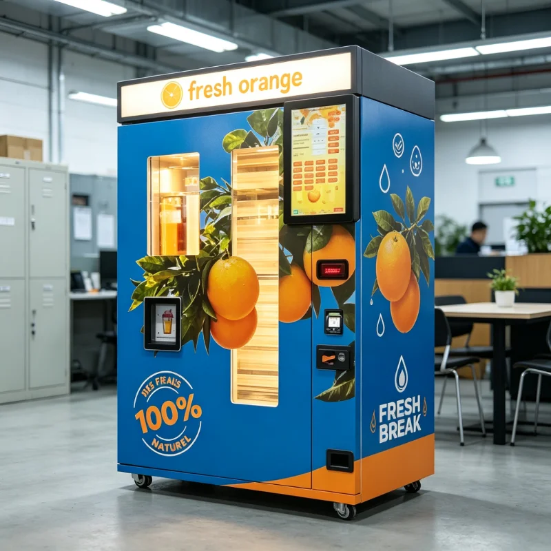 Fresh Squeezed Orange Juice Vending Machine Hot Selling Custom Dispenser 100% Natural Juice QR Code Token Payment for Office