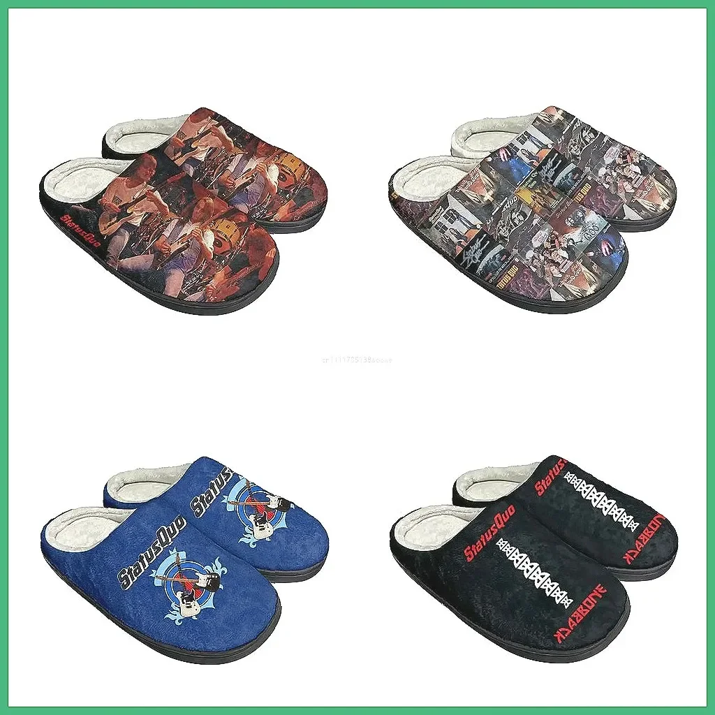 Pantuflas Personalizadas de la Banda de Rock Status Quo, Zapatillas de Casa de Algodón Afelpado para Adultos, Regalo para Fans