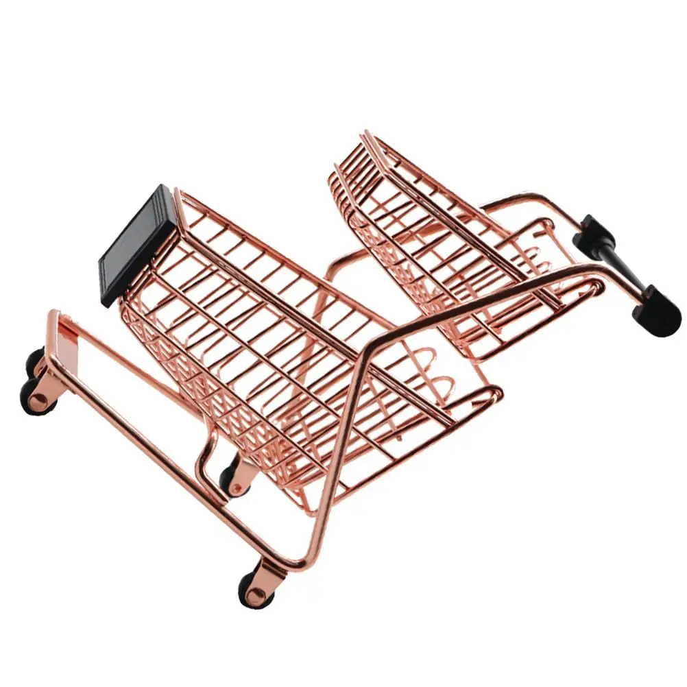 

Mini Shopping Cart Metal Desk Storage Trolley Candies Business Cards Pens Small Items ganizer Study Room Mini Handcart Toys