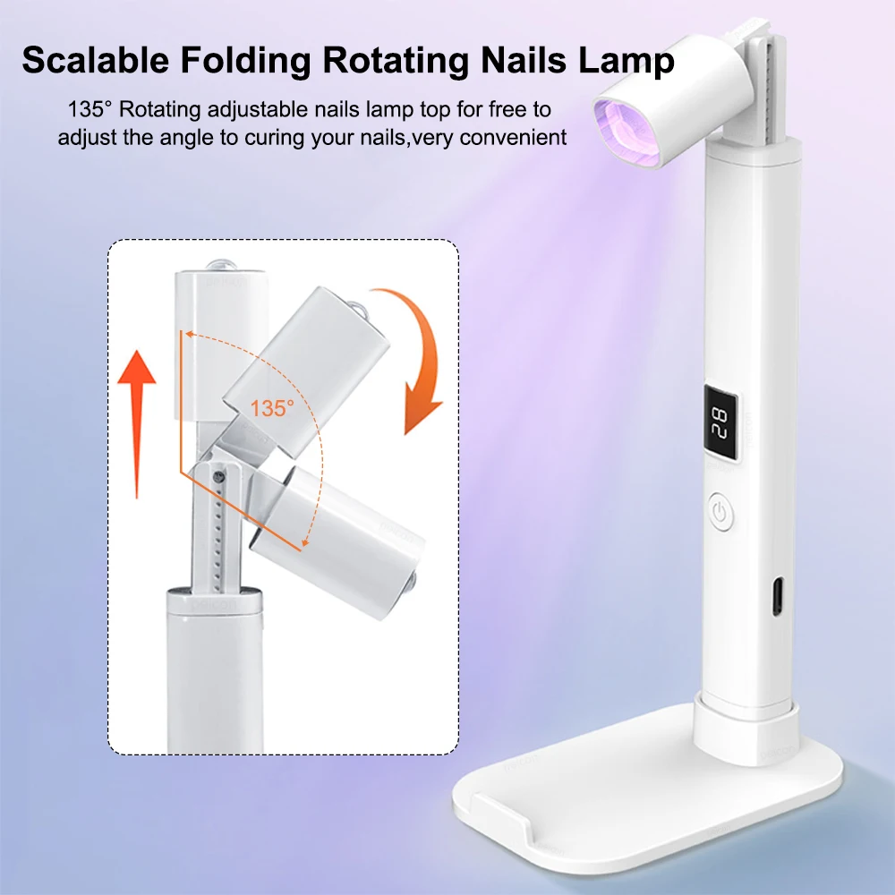 Mini UV LED Nail Lamp  For All Gel Polish Quick Dry Rechargeable Wireless Nail Drying Portable Nail lamp with Desk Stand