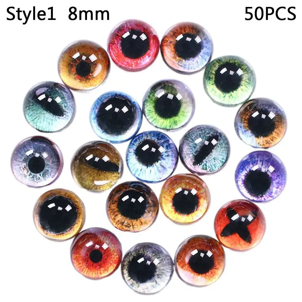 50pcs Glass Dolls Eyes DIY Crafts Eyeballs for Children Toys Dinosaur Animal Cat Eyes Accessories Glass Doll Animals Eyes 8/10mm