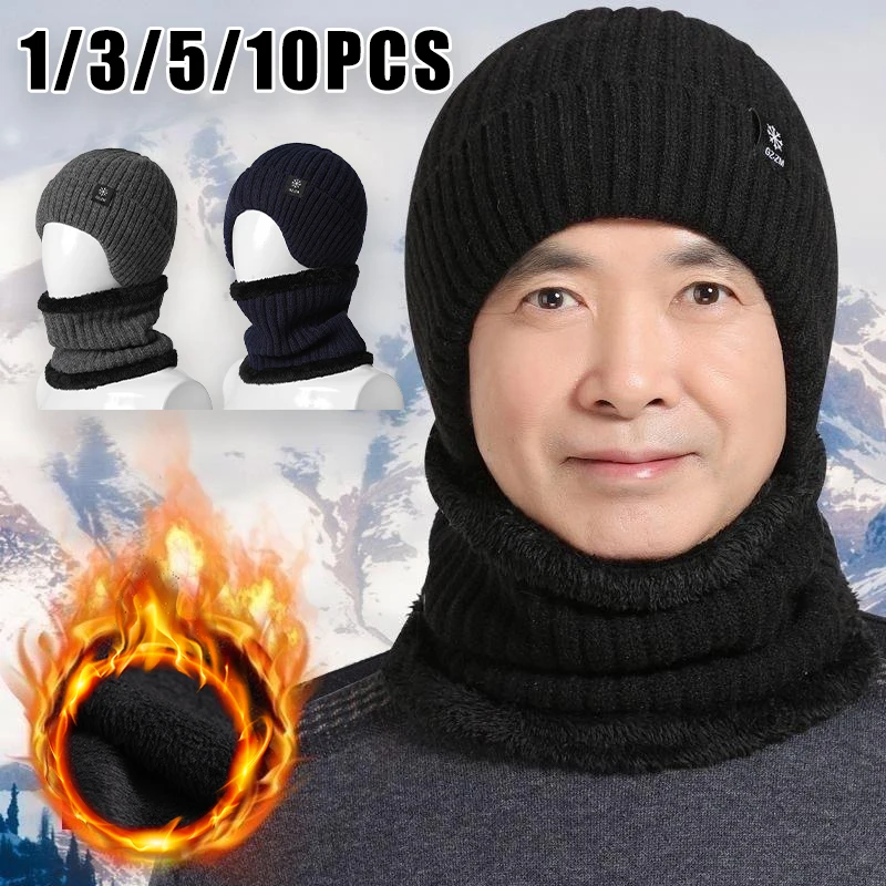 

Mens Thick Knit Winter Beanie With Ear Flaps Warm Wool Cap For Dad Grandpa Older Gentlemen Cold Weather Essential