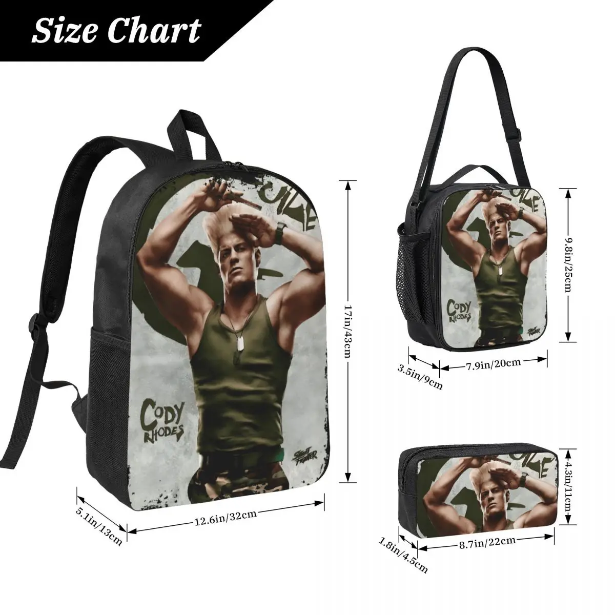 3Pcs Streets Fighters Movie 2026 Theme School bags Set for Kids Pen Bags Backpack Sets with Lunch Box For Students Daypack