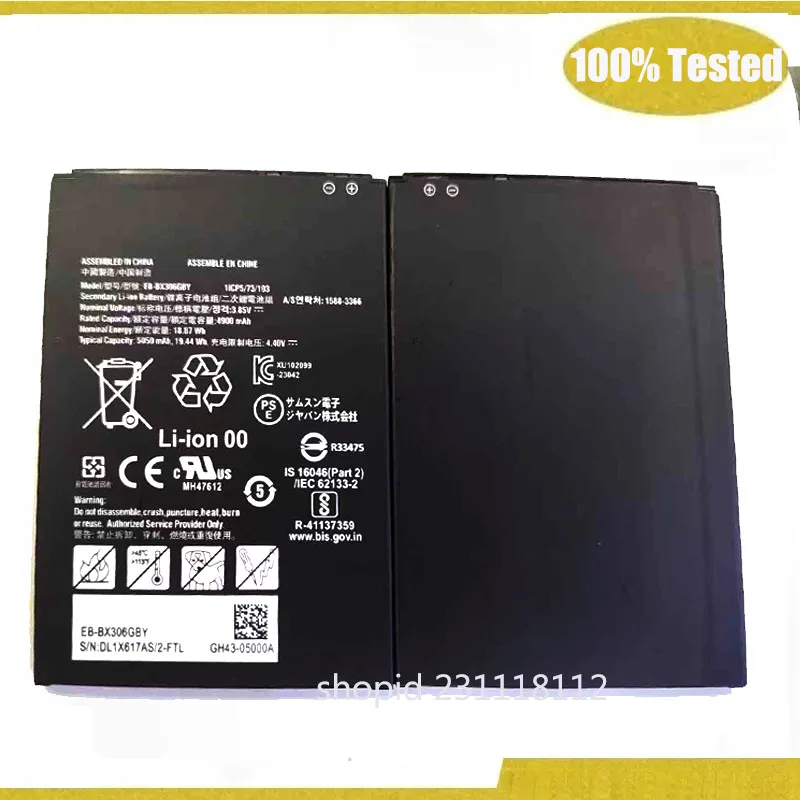 

EB-BX306GBY 3,85 В 5050 мАч Аккумулятор для аккумулятора мобильного телефона Samsung EB-BX306GBY