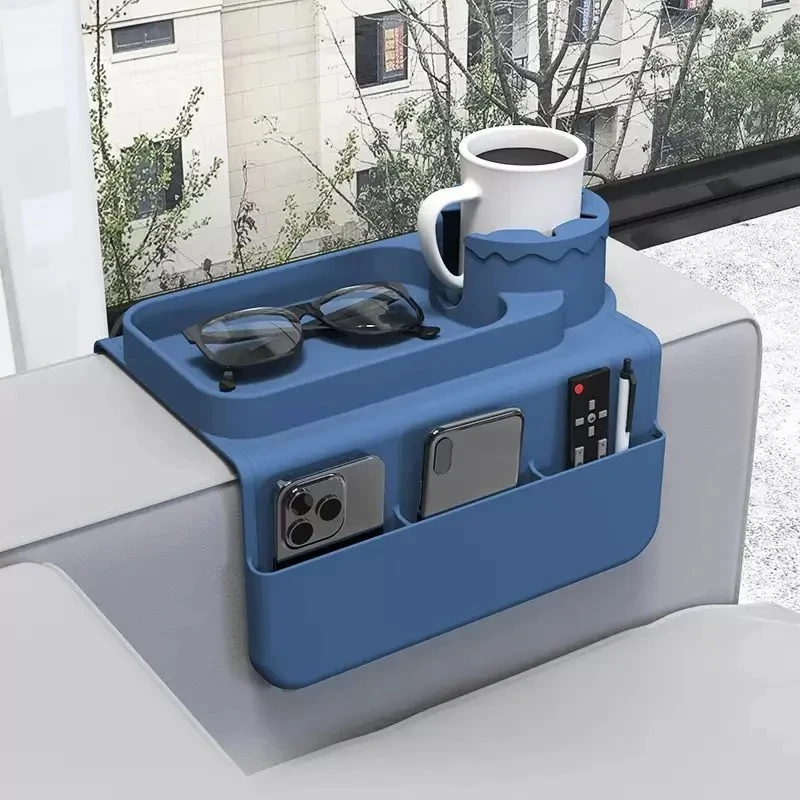 Support de tasse en silicone pour canapé, plateau multifonctionnel pour accoudoir, support créatif pour tasse à café, tapis antidérapant pour salon