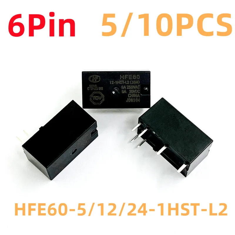 

NEW HONGFA Relays 5PCS/10PCS HFE60-5-1HST-L2 HFE60-12-1HST-L2 HFE60-24-1HST-L2 6Pin 8A 250VAC