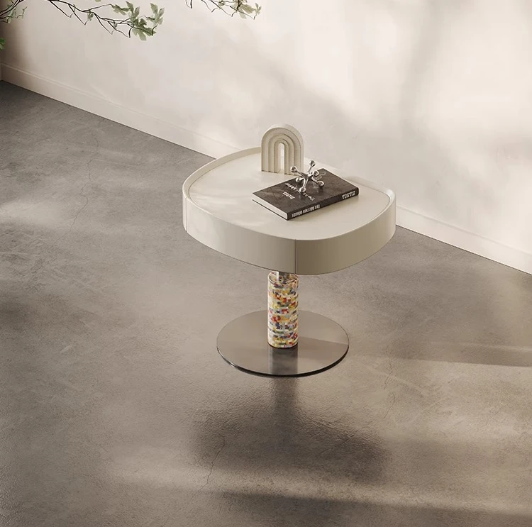 

Дизайнерская итальянская легкая роскошная прикроватная тумбочка премиум-класса кремовая прикроватная тумбочка для хранения вещей