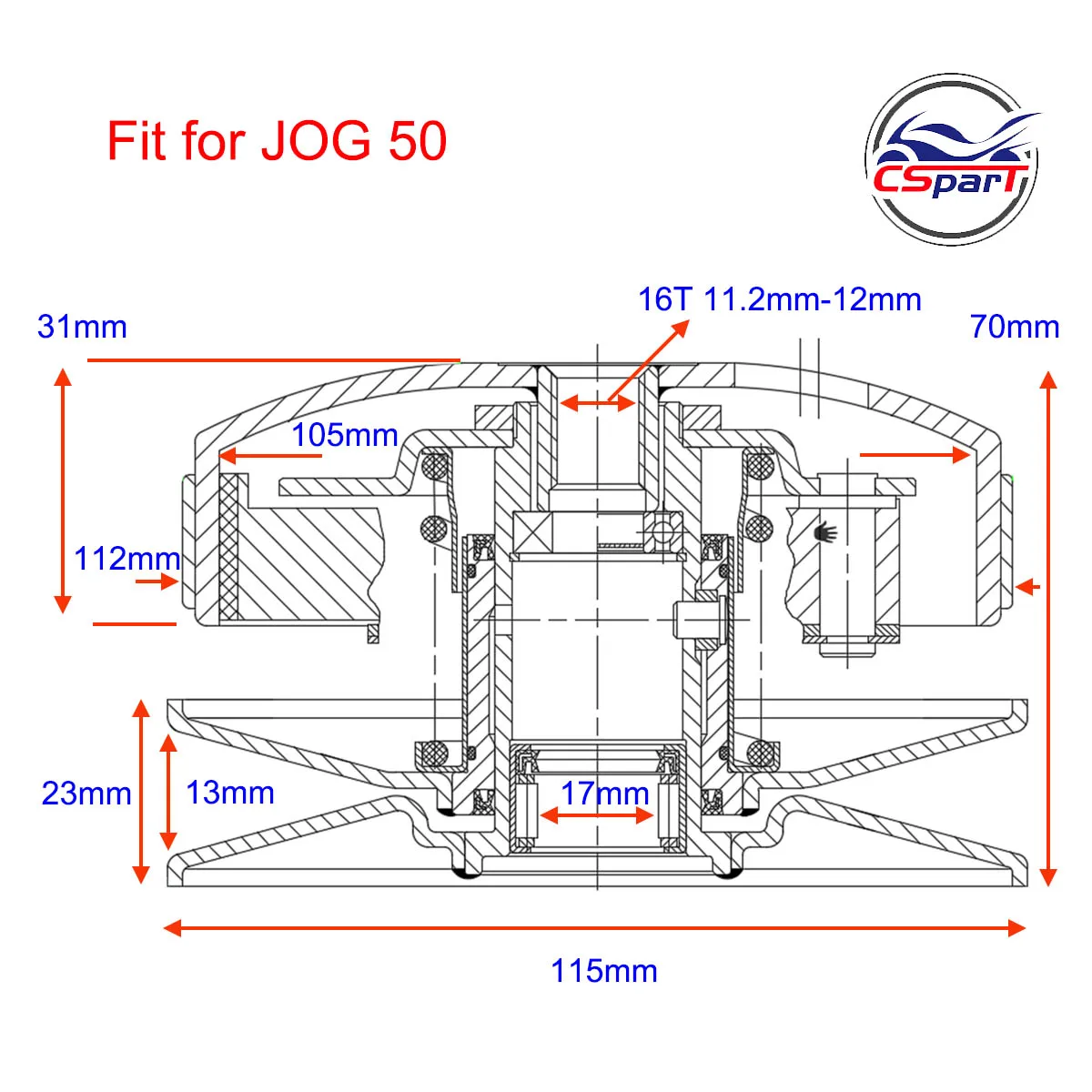 104MM Clutch shoe Jog 50CC 2 stroke 1P40QMB Scooters ATV Quad Go Kart Buggy Parts