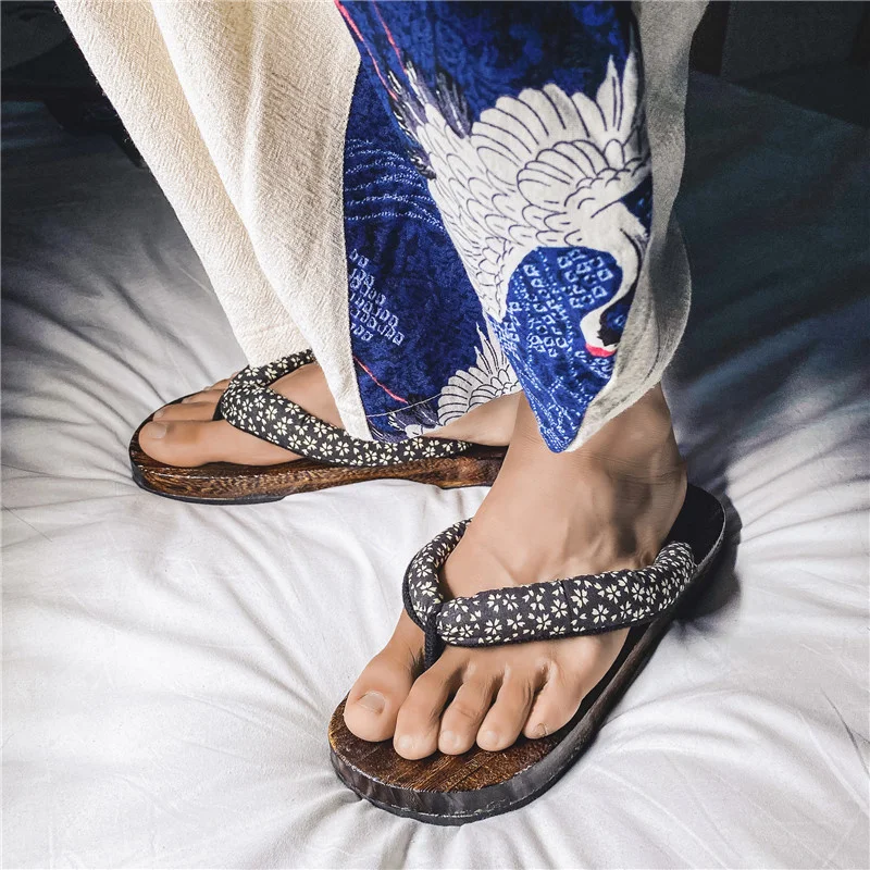 Man Slipper 2022 New Japanese Herringbone Slippers Wooden Clogs Geta Flip Flops Anti Slip In Summer Cos Shoes
