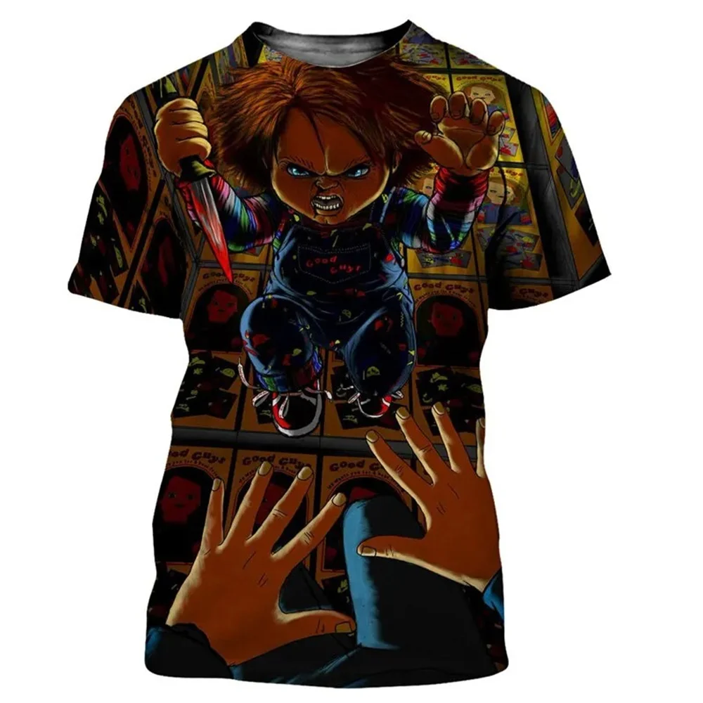 Summer Horror Chucky 3d Printed Children Tshirts Boys Girls Casual Fashion Oversized Short Sleeve Tees Tops Kids Adults Clothing