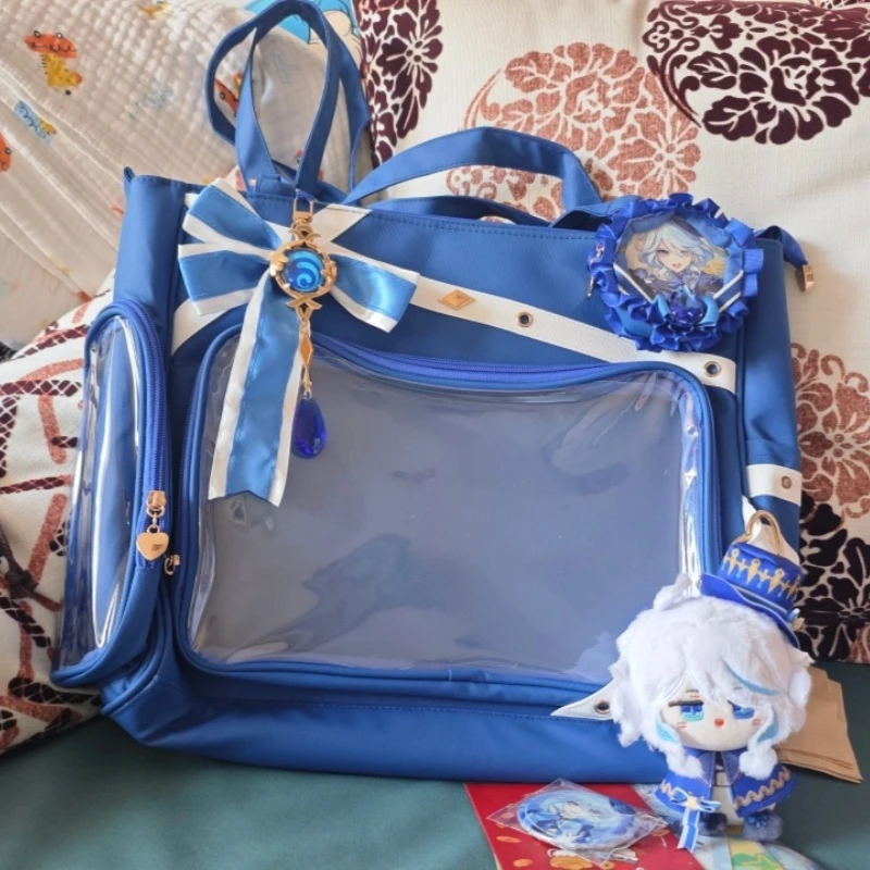 

Аниме-сумка Genshin Impact Фурина синяя через плечо, большая вместительная сумка-итабэг, студенческий рюкзак, сумка-мессенджер, наплечная сумка, подарок