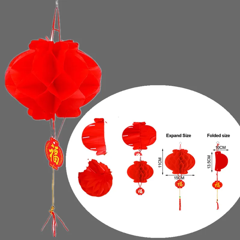 

10 шт. красных бумажных фонариков к Китайскому Новому году 2023, 6 дюймов, традиционные водонепроницаемые декоративные подвесные украшения для праздников
