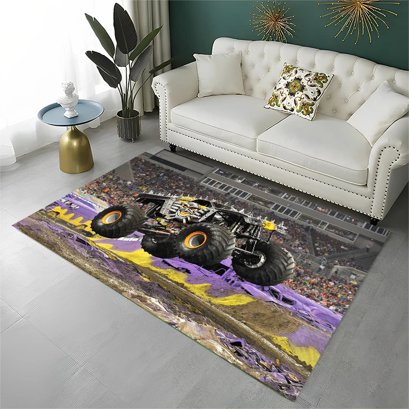 Cartoon Monster Truck Jam Non-Slip Area Rug for Living Room Bedroom Playroom,Decorative Carpet Floor Mat for Home Decor Holiday