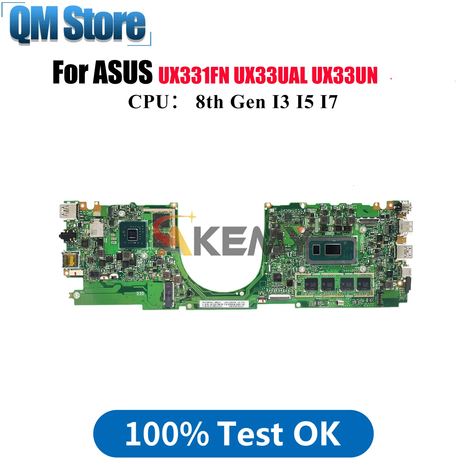 

UX331FN Laptop Motherboard For ASUS ZenBook UX33UN U3300U UX331 BX331U UX33UAL Mainboard W/ I3 I5 I7 CPU 100% tests OK fast ship