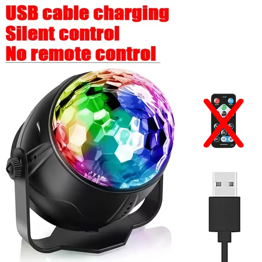 RGB LED Stage Disco Light Roterende DJ Ball Strobe Afstandsbediening Geluidscontrole Magic Dance Car Kerstcadeau Party Club Laser Show Lamp