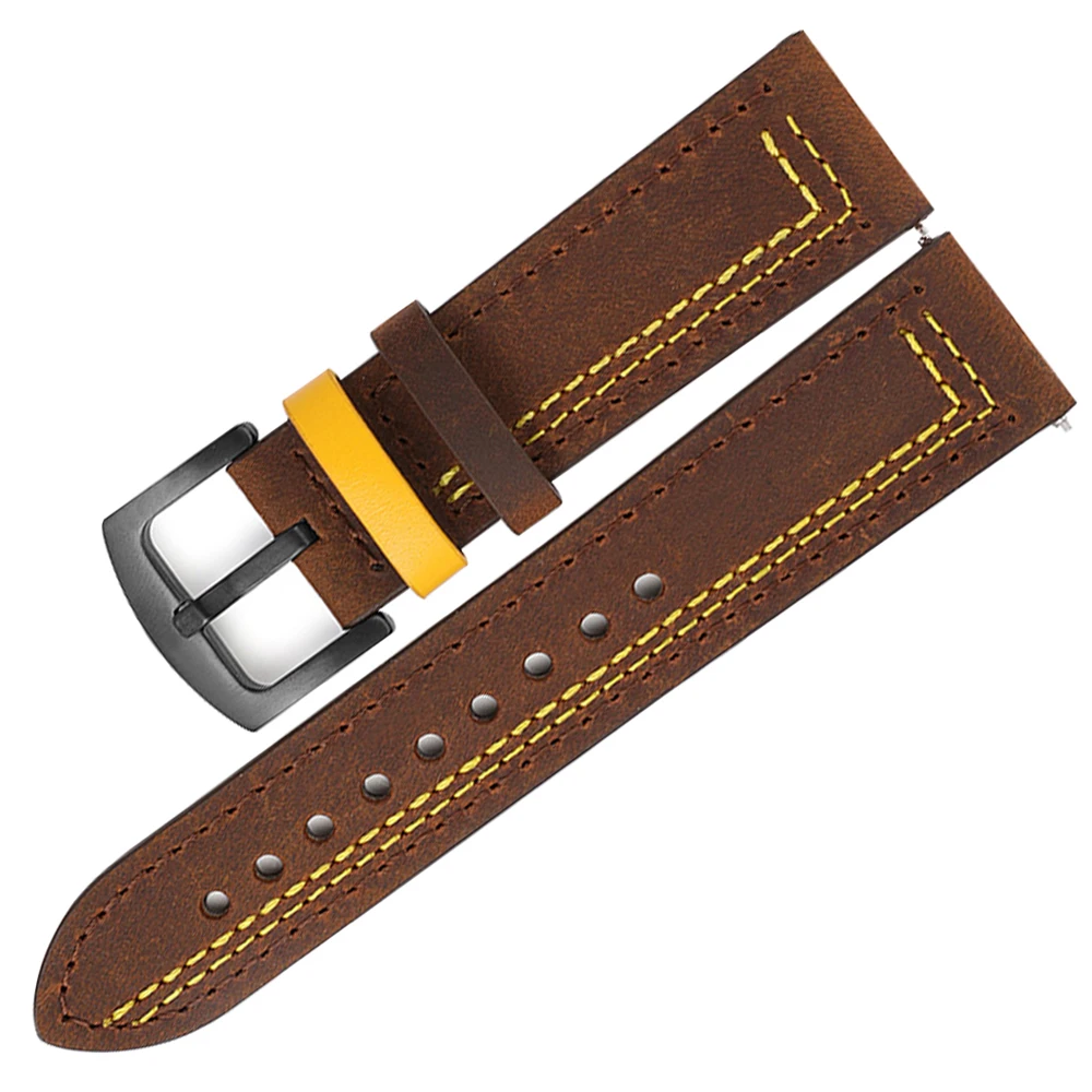 Calfskin Watch Strap 20mm 22mm Retro Italian Leather Strap For Amazfit Bip Wristband For Huawei Watch GT3 Bracelet