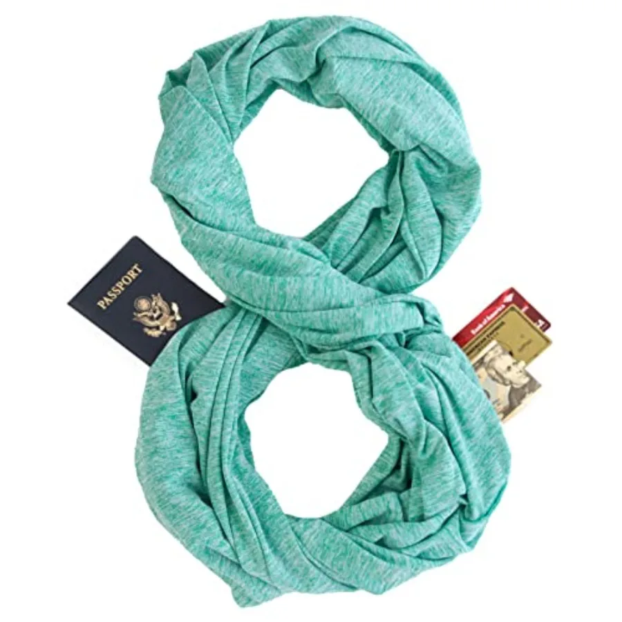 

Infinity Travel Scarf Loop with Hidden Zipper Pockets for Passport Phone Cash Cards