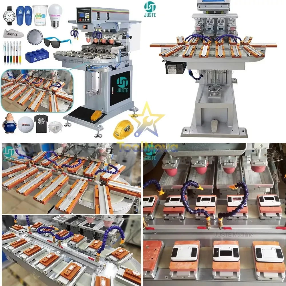 2026 Gran Venta *China* Máquina de Impresión Tampográfica Multicolor de 4 Colores con Cinta Transportadora y Bandeja de Tinta para Botellas, Plástico y Relojes